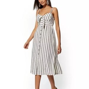 Vertical striped linen dress
